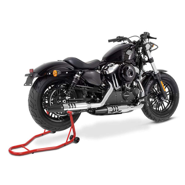 GiantexUK Motorbike Stand, Adjustable Rear Track Paddock Stand on Wheels, Heavy Duty Motorcycle Lift Stand for Workshop Garage Repair Shop (Black Body)