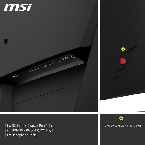MSI G274F 27 Inch FHD Gaming Monitor - 1920 x 1080 Rapid IPS Panel, 180 Hz / 1ms, 134% sRGB Colour Gamut / G-SYNC Compatible- DP 1.2a, HDMI2.0 CEC