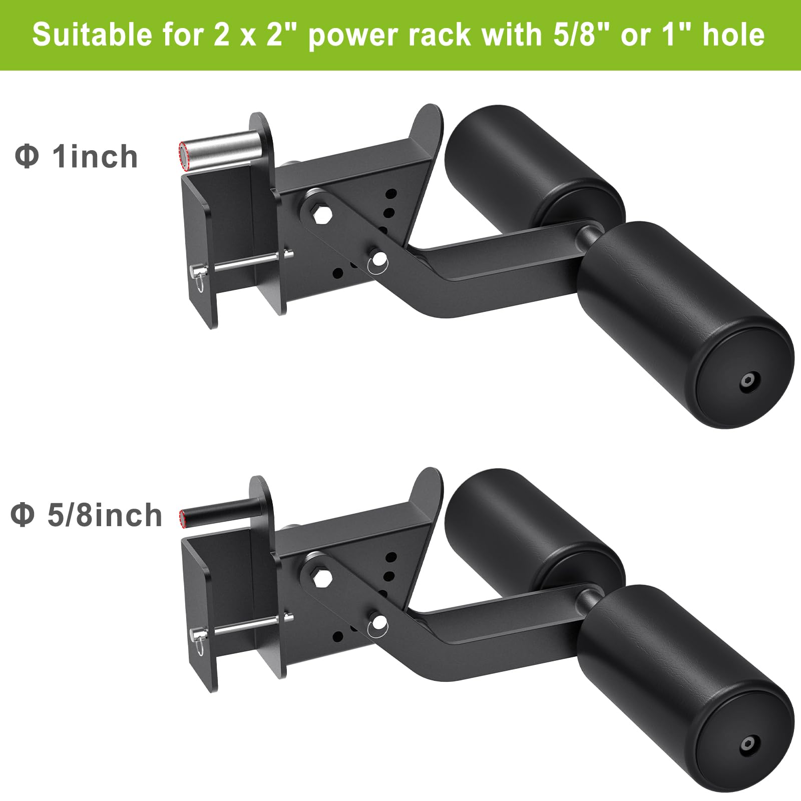 Kipika Leg Extension Attachment for 2" x 2" Power Rack with 5/8" or 1" Hole - Adjustable Leg Hold Down Attachment with Foam Rollers - Ideal for