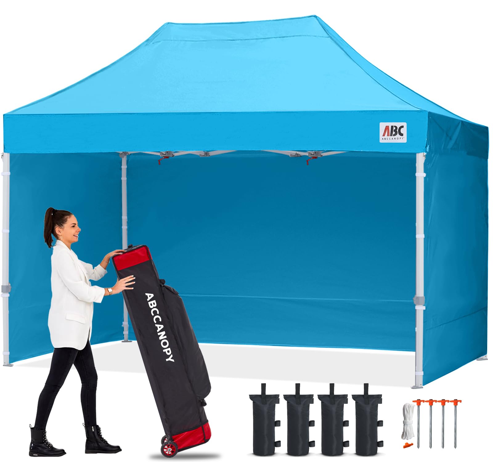 ABCCANOPY 3x6M Pop Up Gazebo Canopy Commercial Tents Market stall with 4 Removable Sidewalls and Roller Bag Bonus 4 Weight Bags (Grey)