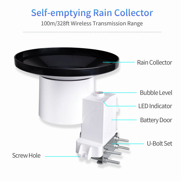 ECOWITT WH40 Wireless Self-Emptying Rain Collector Rainfall Sensor - Accessory Only, Can Not Be Used Alone