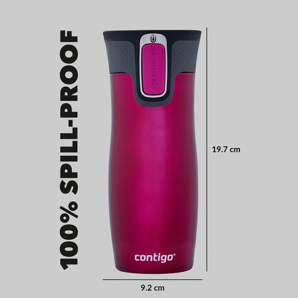 Contigo West Loop Autoseal Travel Mug, Stainless Steel Thermal Mug, Vacuum Flask, Leakproof Tumbler, Coffee Mug with BPA Easy-Clean Lid