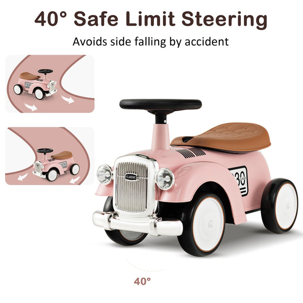 Kids Ride on Car, Toddler Foot to Floor Sliding Car with Air Horn, Hidden Storage Compartment, DIY Stickers, EVA Wheels, Children Sliding Walker Toy Car for 18-36 Months Boys Girls (White)