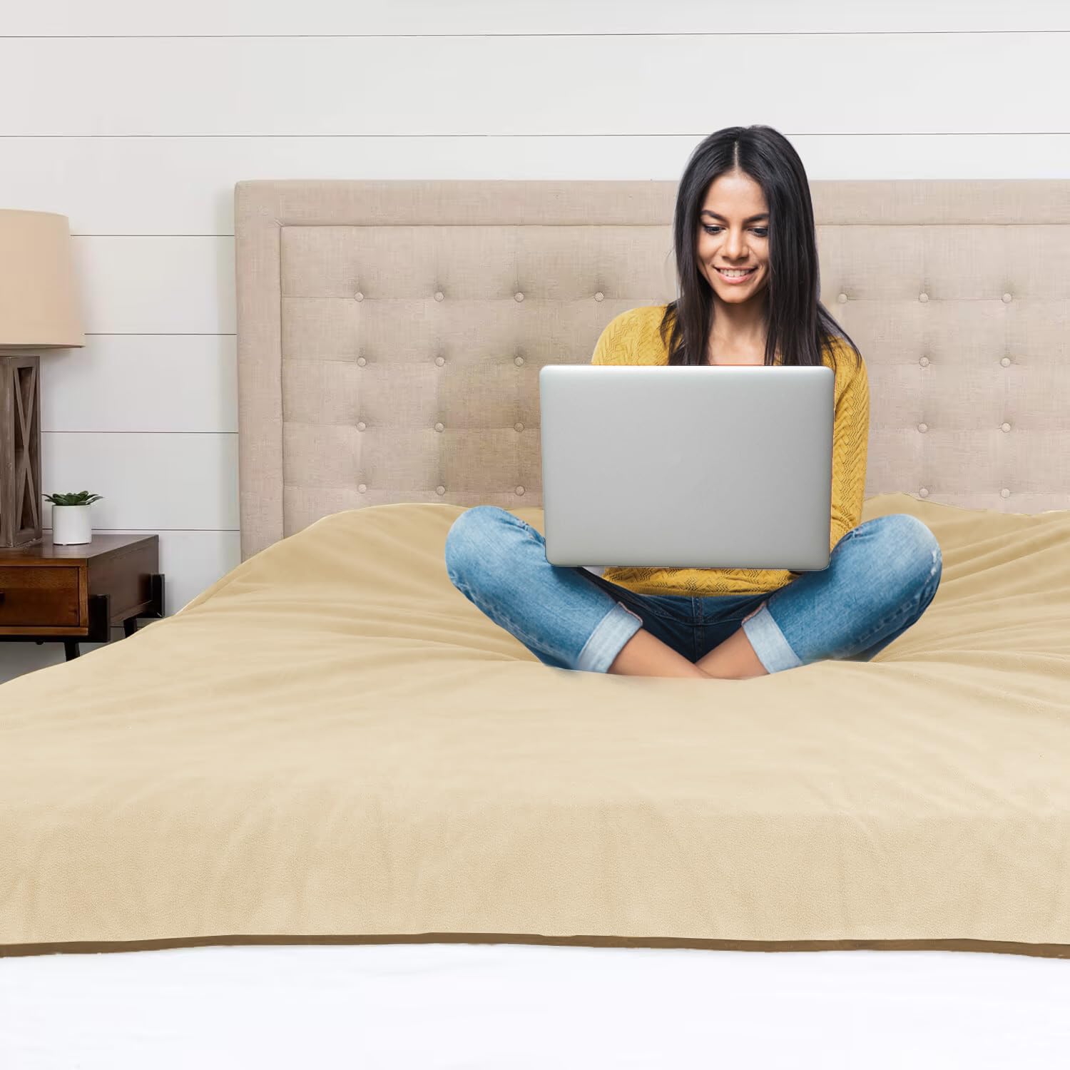 YISURE Waterproof Splash Blanket for Couples, Leakproof Squirt Love Blanket for Bed Intimacy, Waterproof Taupe King Size 90x80 (Brown/Tan)