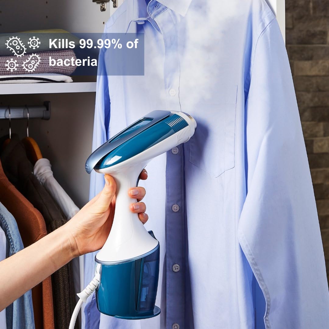 Morphy Richards Express Handheld Garment Steamer, Dual Steam Eco & Turbo, 35s Heat Up, No Ironing Board Needed, Kills Bacteria and Odours, Lint Brush
