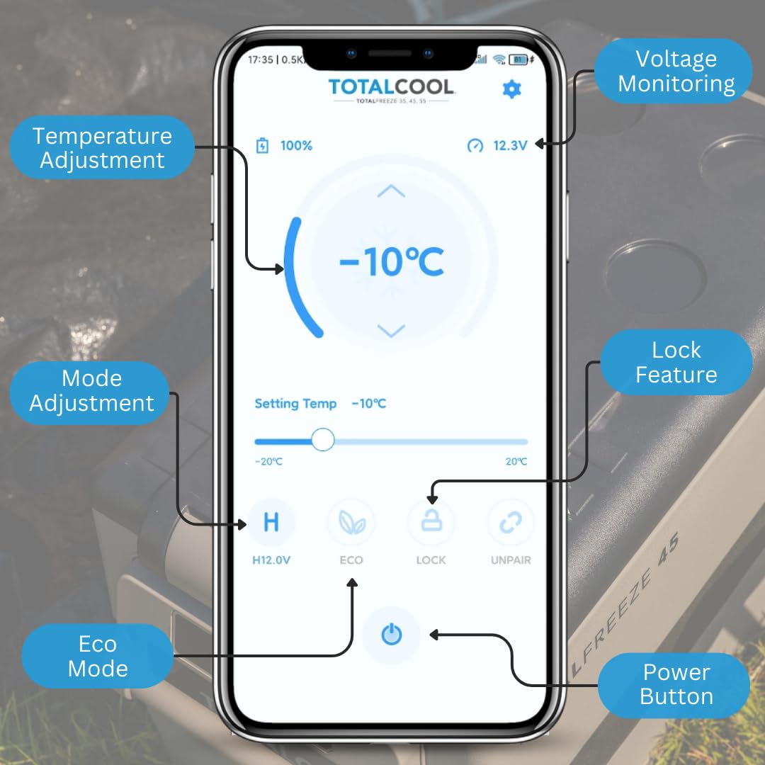 TF-XTREME Portable Refrigerator Fridge Freezer - 12V Electric Car Fridge Cooler for Camping - Motorhome Cool Box 24V Off-Grid Fishing Picnic Van Coolbox Green 50L