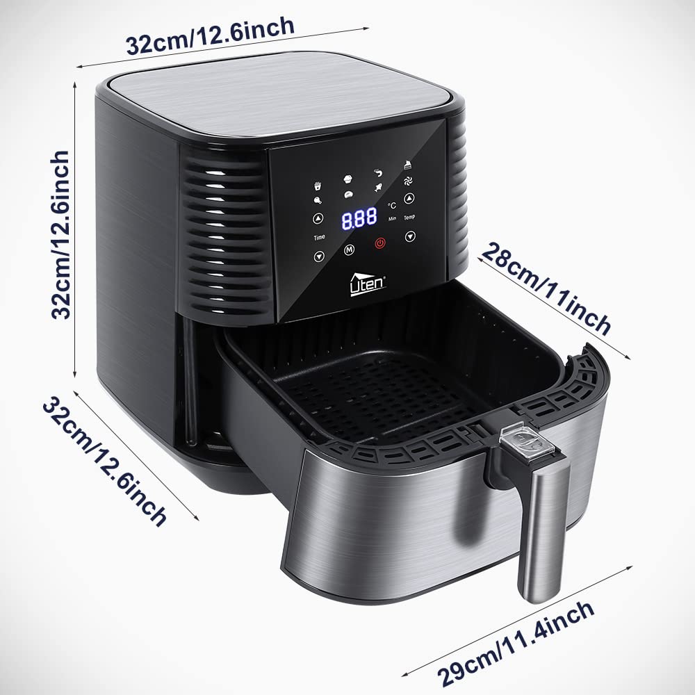 Air Fryer, Uten 5.5L Oil Free Air Fryers Oven for Home Use, LED Screen with Digital Display, Timer and Fully Adjustable Temperature Control for