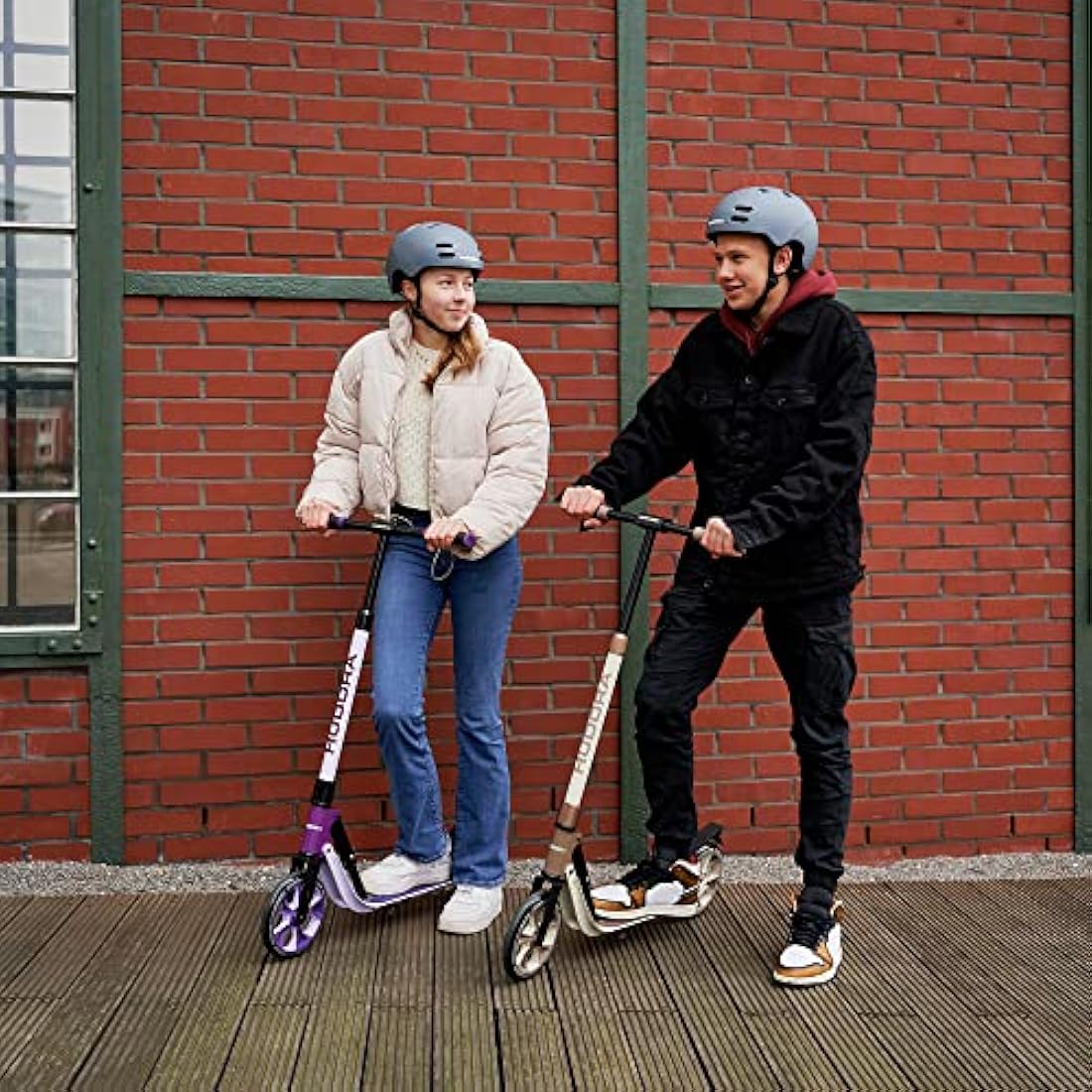 HUDORA BigWheel 205 Advanced Scooter - Comfortable aluminium scooter for up to 100kg - Height-adjustable & foldable kick scooter - Kick scooter for children/teenagers & adults