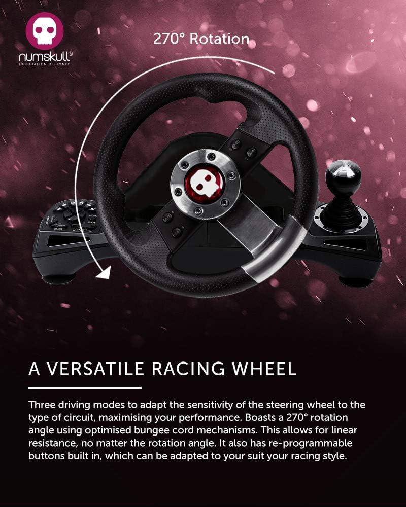 Numskull Next-Gen Pro Racing Wheel with Pedals and Shifter - Compatible with Xbox Series X|S, Xbox One, PS4, Nintendo Switch and PC - Realistic Steering Wheel Controller Accessory