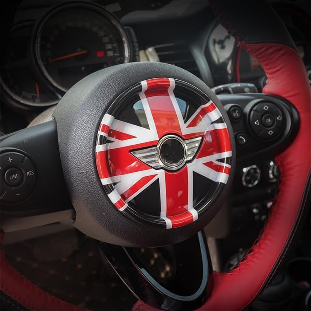 ABS Plastic Steering Wheel Decoration Trim Cover Sticker Shell for Mini Cooper F54 Clubman F55 Hardtop F56 Hatchback F57 Convertible F60 Countryman 2014~2020 (Union Jack Gray)