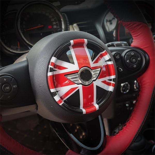 ABS Plastic Steering Wheel Decoration Trim Cover Sticker Shell for Mini Cooper F54 Clubman F55 Hardtop F56 Hatchback F57 Convertible F60 Countryman 2014~2020 (Union Jack Gray)