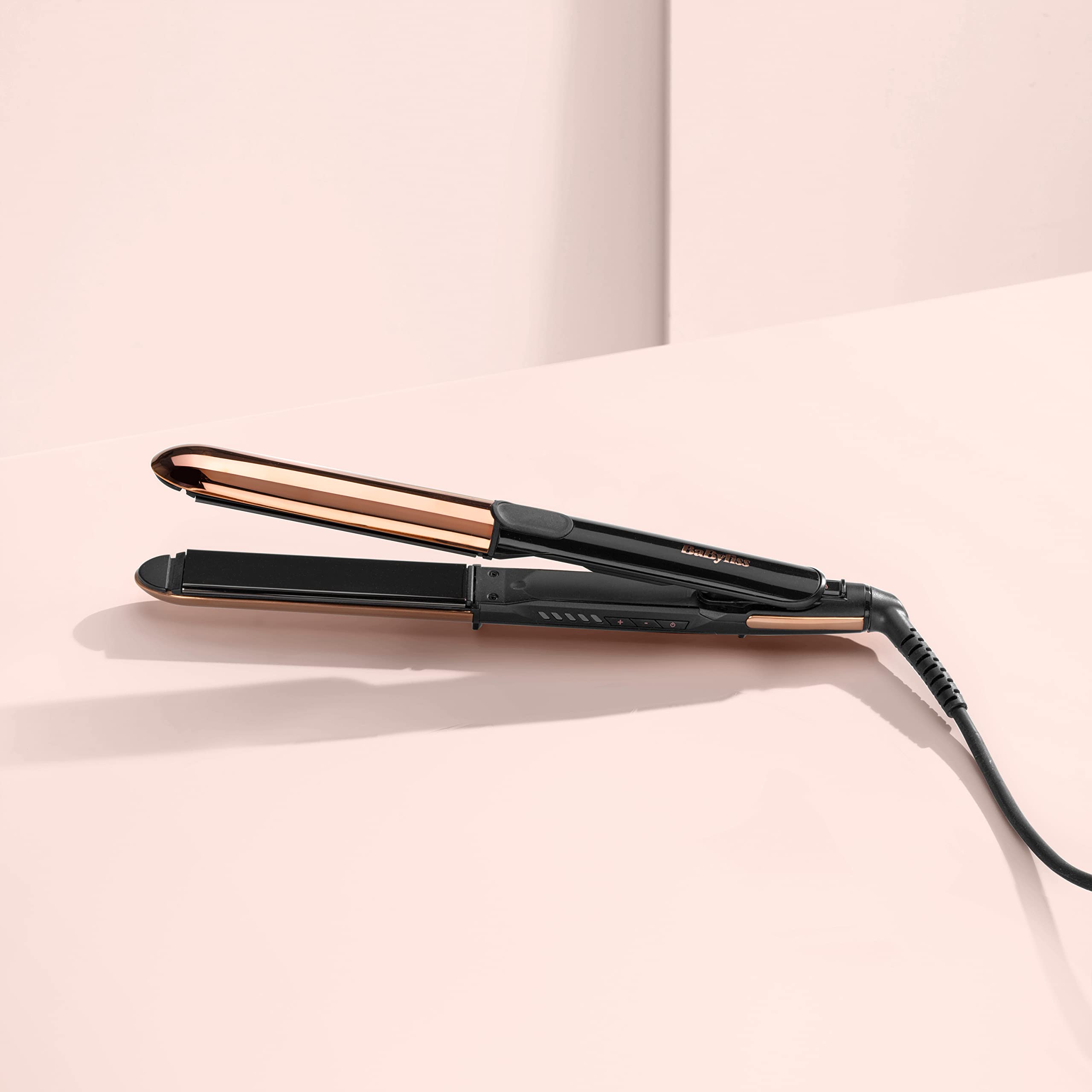 BaByliss Straight and Curl Brilliance Hair Straighteners - Curved Metal Design Easy Styling, Smoothing Titanium Plates, Ionic Anti-Frizz, Fast 15 Second Heat Up, 5 Heat Settings Up to 235°C, 2481U