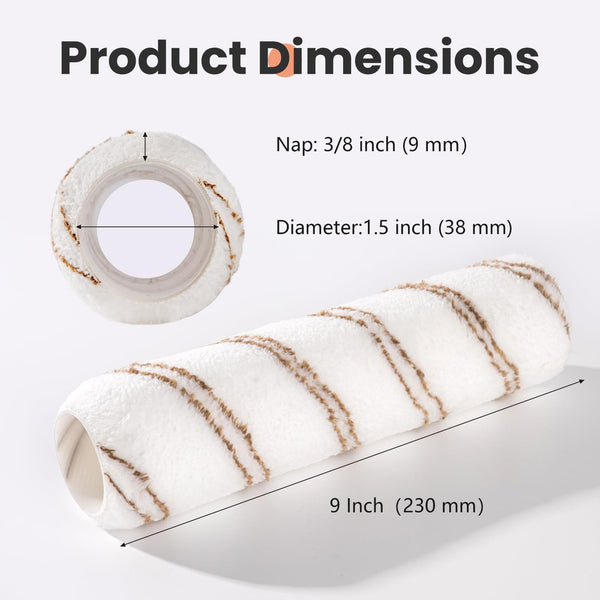 Mister Rui 10 pcs Paint Roller Set, 9" Microfiber Paint Rollers Kit, 9" Microfiber Paint Roller Set with Frame, Paint Rollers and Trays Set, Paint Brush for Walls & Ceilings