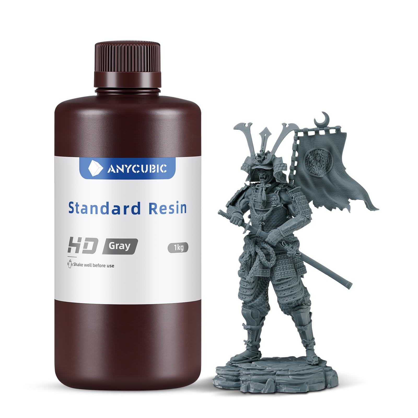 ANYCUBIC Standard 3D Printer Resin, LCD UV 405nm Rapid Photopolymer 3D Resin for 6K/8K/12K/14K LCD 3D Printers(1000g, Grey)