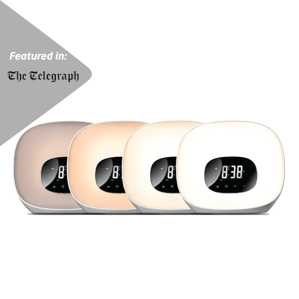 Groov-e Light Curve Touch Control FM Radio Alarm Clock with LED Lamp Wake-Up Light & Snooze - White