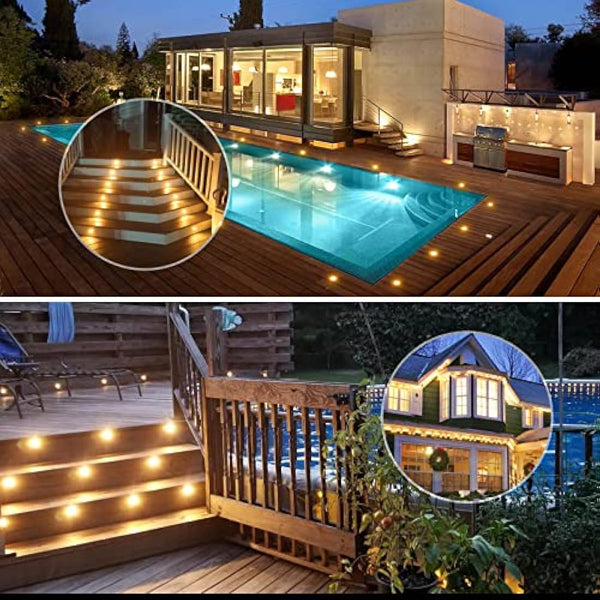 GEYUEYA Home Warm White Decking Lights, φ30mm LED Deck Lights 12V 0.6W IP67 Waterproof, Led Plinth Light for Terrace/Patio/Path/Wall/Garden/Decoration - 10 Packs