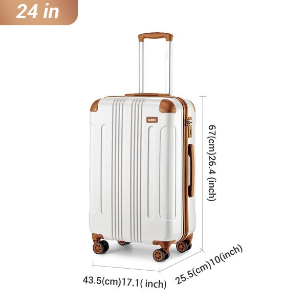 Kono 28 Inch Large Hard Shell Luggage Lightweight ABS 4 Wheels Spinner Business Trip Trolley Case Suitcase (Grey)