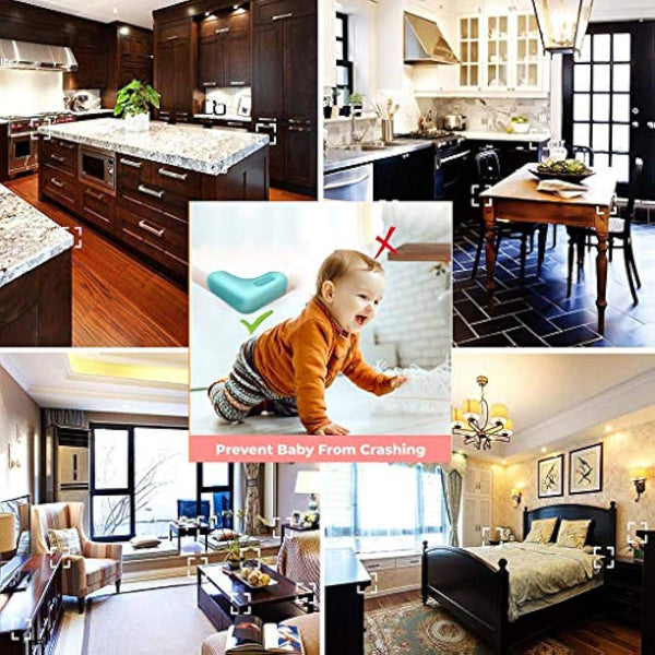 100% Silicone Corner Protector, Baby Proofing Corners Edge Guards, Pre-Tape Adhesive Soft for Kids Safety, Child Table Cabinets Furniture Bumper (Gray, 4 Pieces) (Gray 0.8x0.8in, 8)