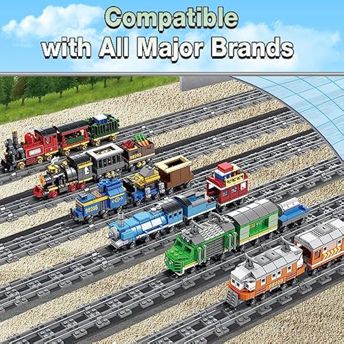 Etarnfly 40PCS City Train Tracks, Classic Train Tracks Accessories, Railroad Building Toy Compatible with All Major Brand- 32 Curved, 6 Straight, 2 Integral forks train tracks