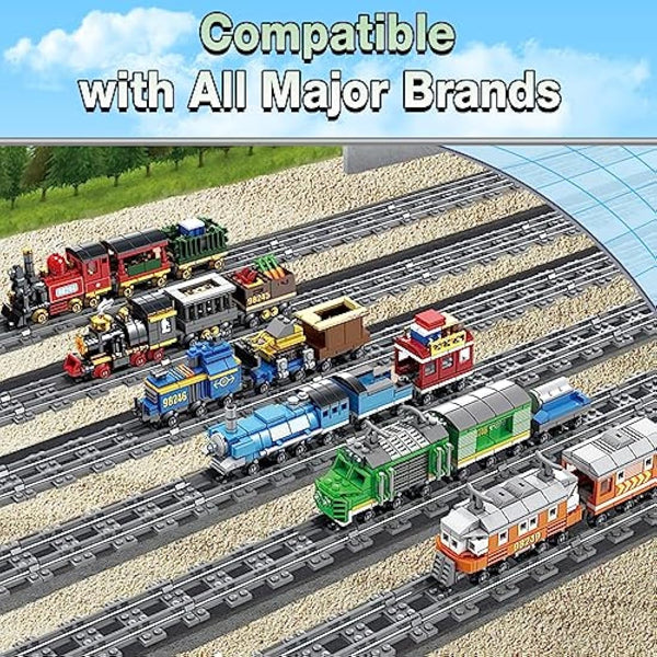 Etarnfly 40PCS City Train Tracks, Classic Train Tracks Accessories, Railroad Building Toy Compatible with All Major Brand- 32 Curved, 6 Straight, 2 Integral forks train tracks
