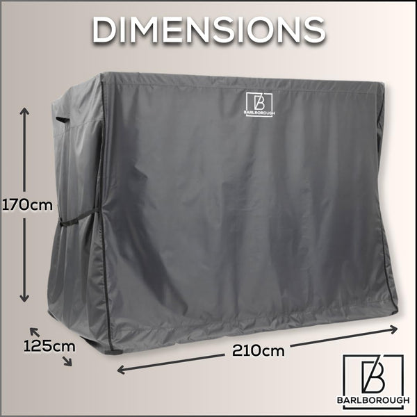 Barlborough Garden Swing Cover | 3 Seater Waterproof Wind Resistant Large Outdoor Garden Swing Seat Cover with Air Vents and Zips | 210cm x 170cm x