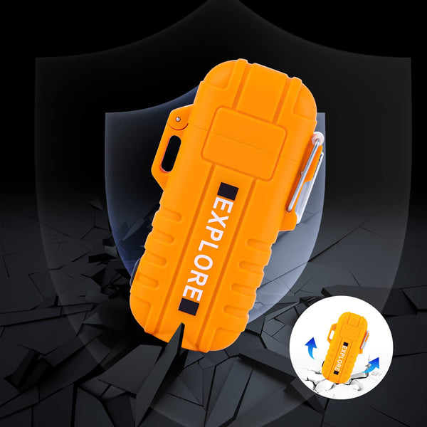 Electric Lighter Rechargeable USB, Electronic Plasma Arc Lighter Windproof and Waterproof for Hiking, Camping, Outdoor, Survival, Tactical, EDC Gear, Gifts for Him Men (Black)