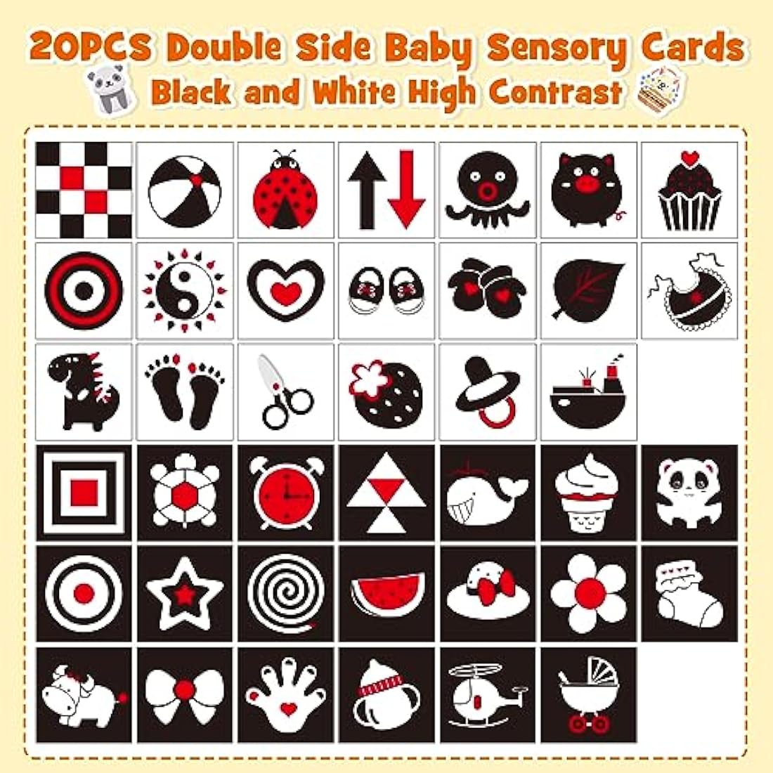 HappyKidsClub Black and White Sensory Toys for Babies 0-12 Months - Newborn Essentials, Easter Gifts, Montessori Toys