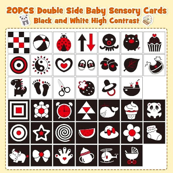 HappyKidsClub Black and White Sensory Toys for Babies 0-12 Months - Newborn Essentials, Easter Gifts, Montessori Toys