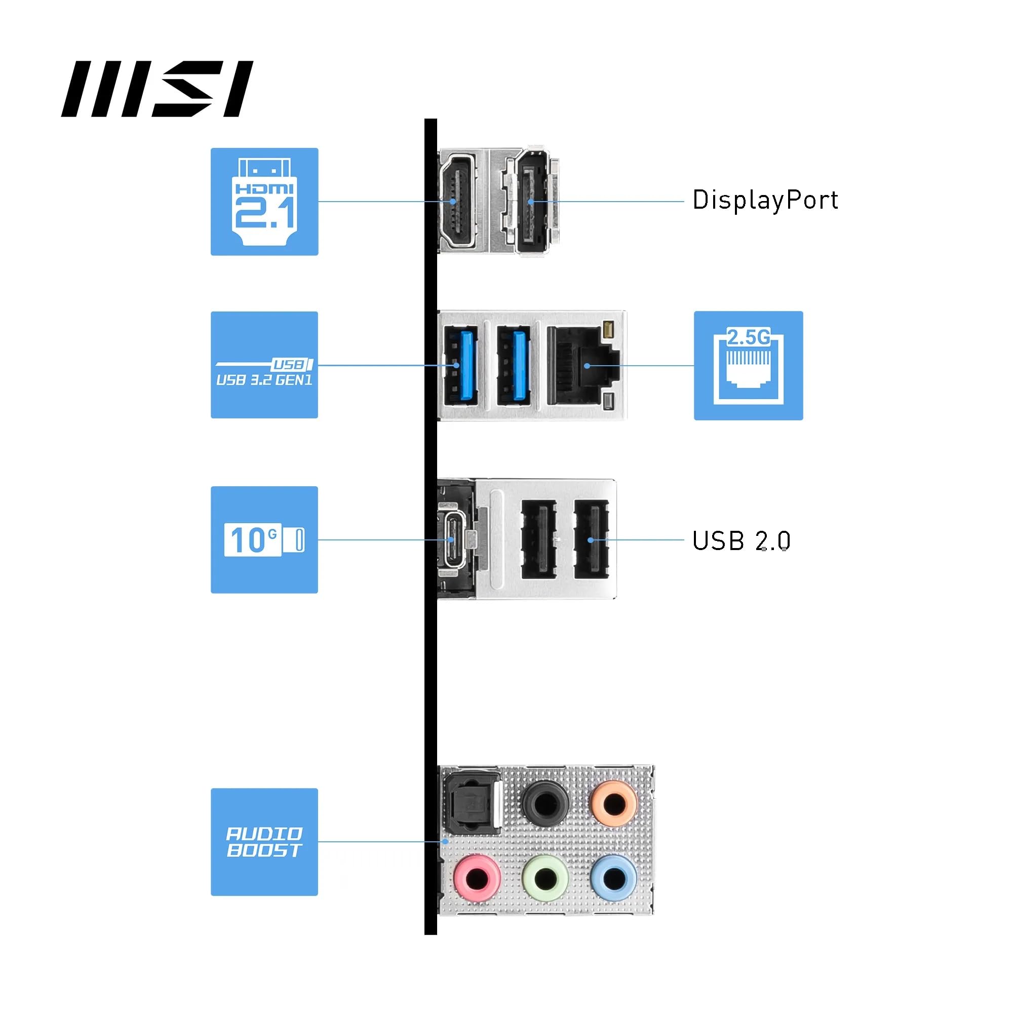 MSI B760 GAMING PLUS WIFI DDR4 Motherboard, ATX - Supports Intel 14th, 13th & 12th Gen Core Processors, LGA 1700 - DDR4 Memory Boost 5333+MHz/OC, 1x PCIe 4.0 x16, 2 x M.2 Gen4, 2.5G LAN, Wi-Fi 6E