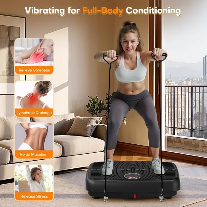 Vibration Plate, MOSUNY Vibration Plate Exercise Machine For Lymphatic Drainage, 2025 Upgraded Double Motors Vibration Plate for Weight Loss, 450 LBS Capacity Vibration Plate For Whole Body Workout