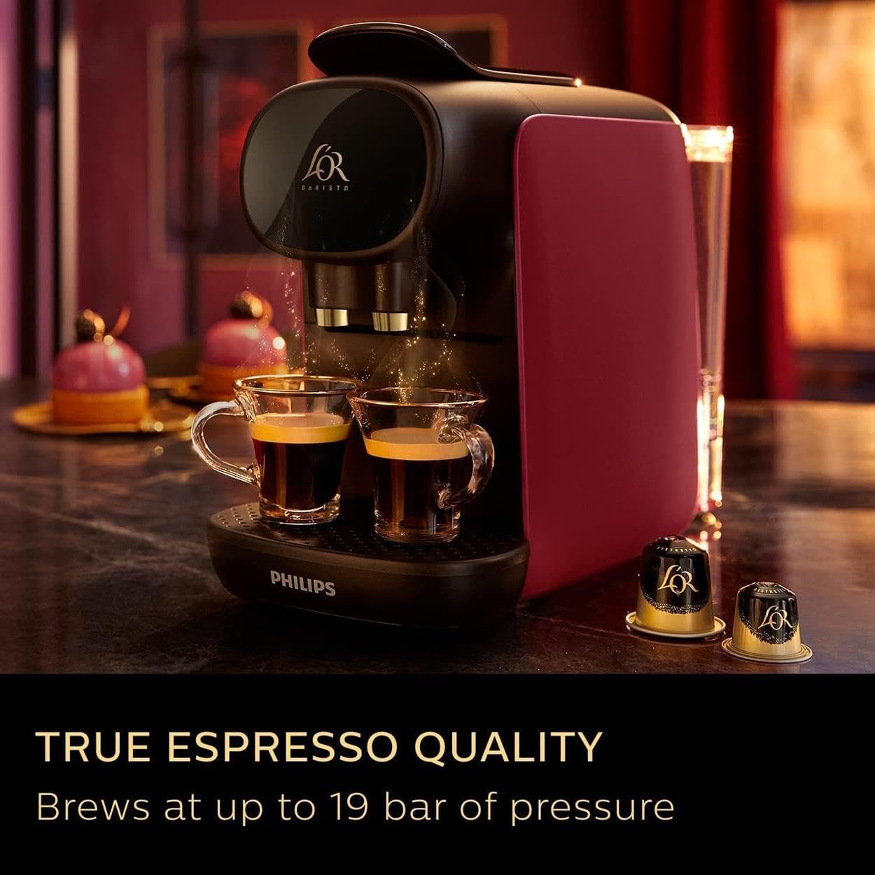 Philips L'OR BARISTA Sublime Coffee Capsule Machine, for Double or Single Capsule, Red (LM9012/50)