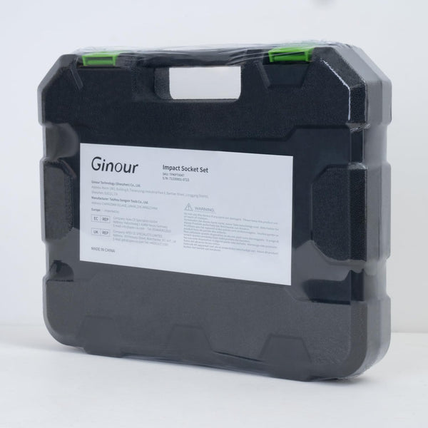 Ginour 20PCs Impact Socket Set 1/2 Inch, CR-V Drive Master Deep Impact Socket Set 8mm - 24mm, Metric, 6 Point, with 3pcs Drive Impact Extension Bar Set 3", 5",10"