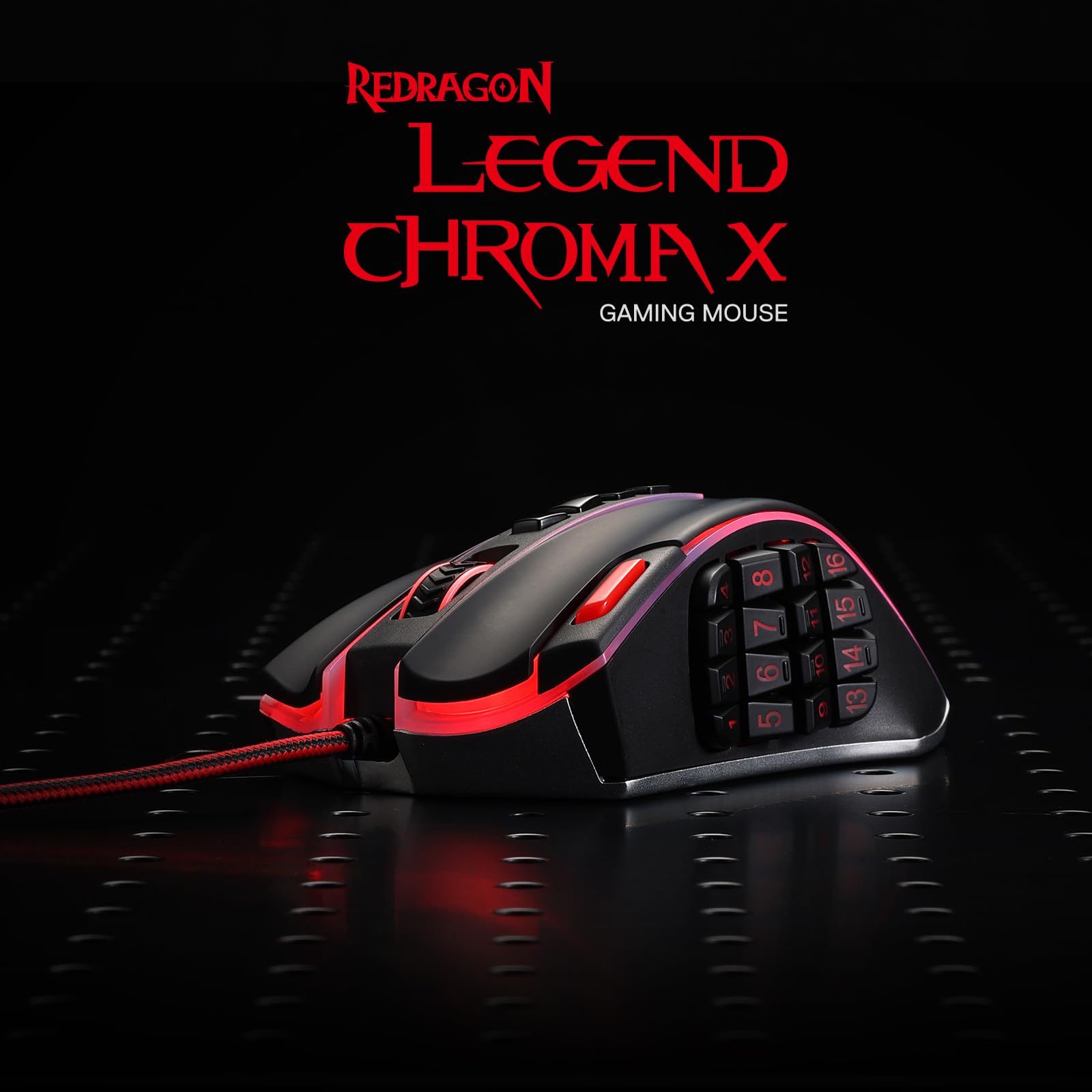 Redragon M990 MMO Gaming Mouse, 32000 DPI High Precision Wired RGB Gamer Mouse w/23 Programmable Buttons, 16 Side Macro Keys, Software Supports, Aluminum Base
