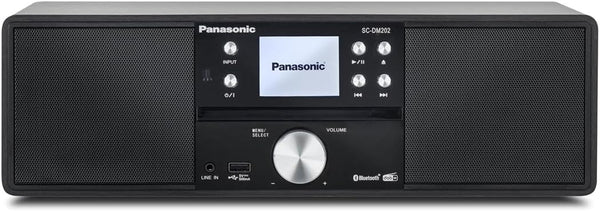 Panasonic SC-DM202EG-K Micro HiFi Compact Stereo System with FM / DAB+ Radio, 24W Output Power, CD/MP3 Player, USB, Bluetooth, Large 2.4" Display, Black