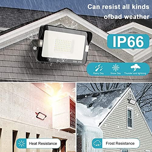 70W 2 Pack Led Flood Light Outdoor 9100LM Outside Security Light IP66 Waterproof 5000K Daylight White CRI >70 130lm/w 5-Year Warranty Super Bright Outdoor Light Garage Stadium House Yard Backyard