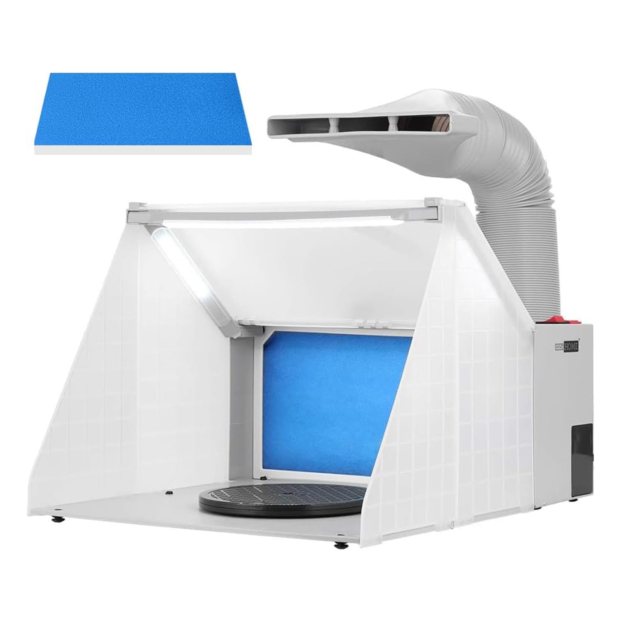 VIVOHOME Dual Fans Airbrush Paint Spray Booth with 4 LED Lights Turn Table and Filter Hose, Portable Airbrush Booth for Painting Model Craft