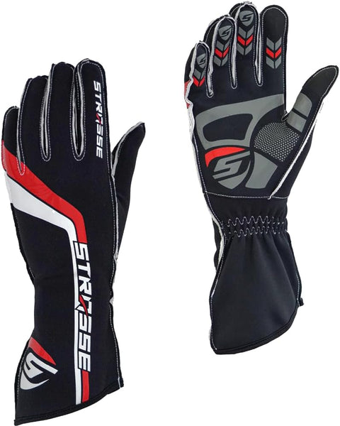 ＳＴＲＡＳＳＥ STRASSE Racing Gloves Outstitch Outseam Gaming Gloves Hankon Race Sim Gran Turismo (Black, XXL)