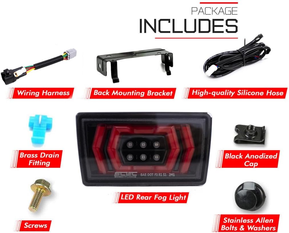 GAZOZ PERFORMANCE F1 Style 4th Brake/Fog Light Kit Rear Bumper - Plug and Play Brake Light Compatible with 2022-2024 Subaru WRX VB - Clear Lens Red Bar - Functions as Tail Lamp & Brake Lamp