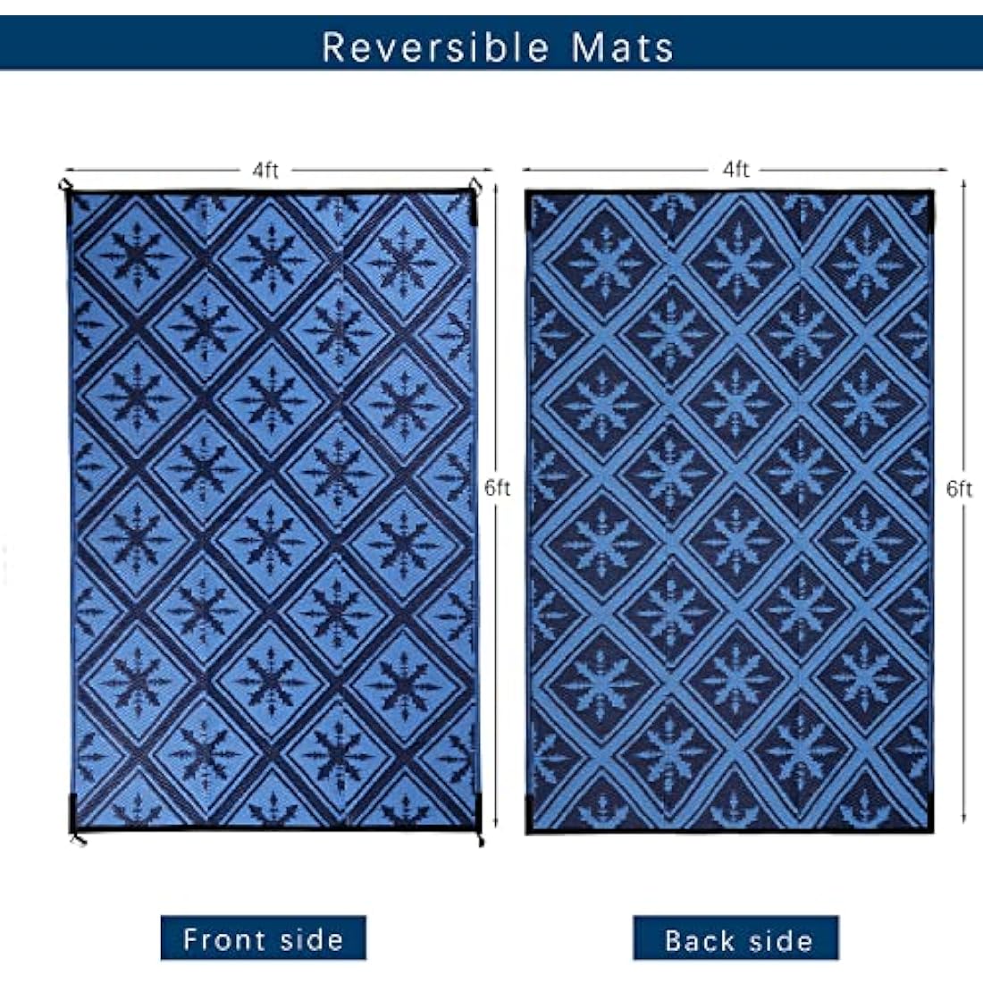 Enipate Outdoor Rugs for Garden Patios, 4x6ft Plastic Weatherproof Woven Picnic Blankets, Reversible & Easy Cleaning Deck Carpet Camping Mats