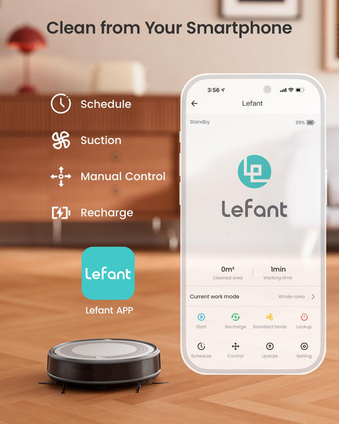 Lefant M210 Robot Vacuum Cleaner, 2200Pa Strong Suction, 7.8cm Thin 28cm DIA, Automatic Self-Charging Small Robotic Vacuums, Wi-Fi/App/Alexa Control, Ideal for Pet Hair Hard Floor and Carpet