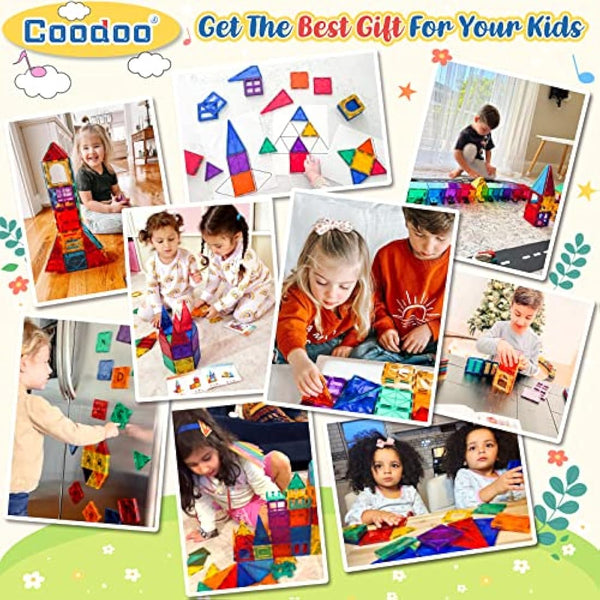 60 PCS Magnetic Building Tiles STEM Magnetic Blocks Sensory Toys Kids Games Magnet Building Toys for Boys and Girls Aged 3+, Kids Brain Development Preschool Kindergarten Toddler Toys