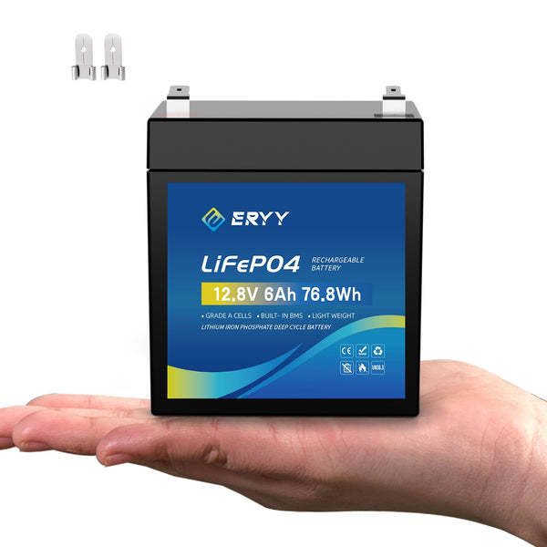 LiFePO4 Lithium Battery 12V 30Ah, Built-in 30A BMS & LCD Voltmeter, 5000+ Cycles, Lightweight Rechargeable Leisure Lithium Iron Phosphate Battery for RVs, Camping Gear, Trolling Motor, Solar