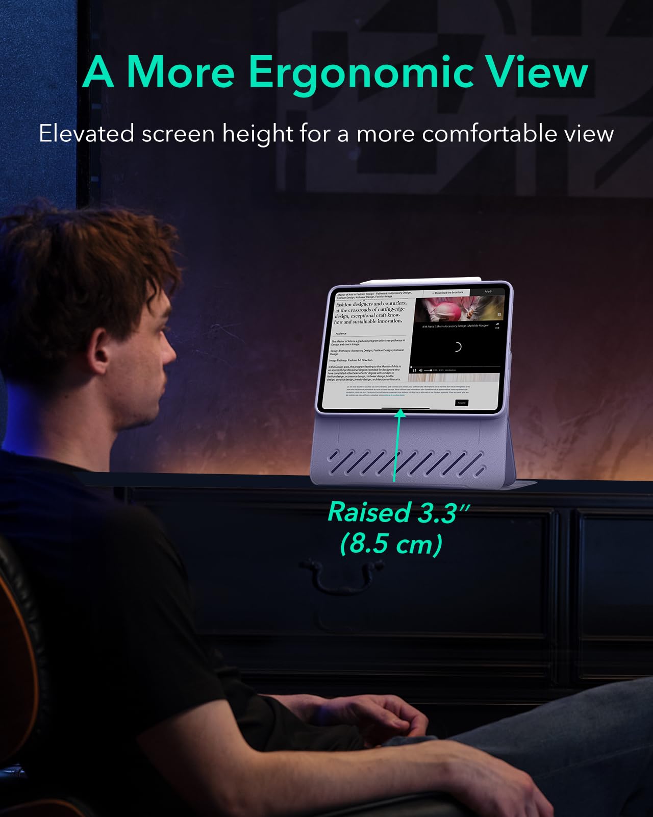 ESR for iPad Pro 12.9 Case (6th/5th Generation, 2022/2021), Removable Magnetic Cover, Adjustable Portrait/Landscape Stand with Raised Display View, 9 Standing Angles, Shift Series, Black