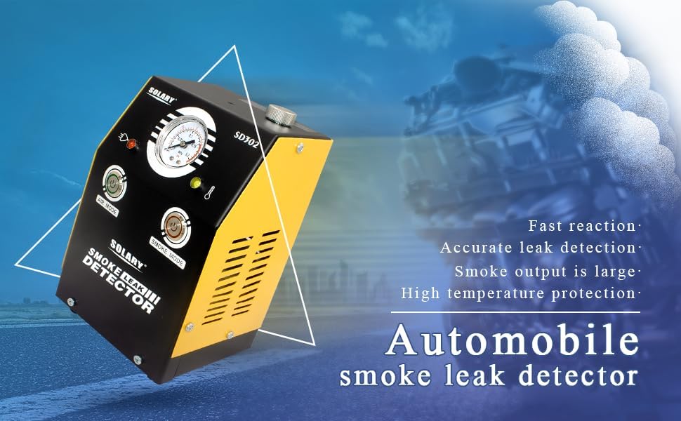 SOLARY Auto EVAP Smoke Machine with Pressure Indicator for Leak Detection - DC12V, Yellow