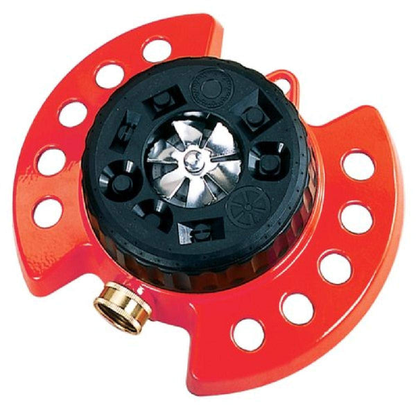 Dramm 15021 ColorStorm 9-Pattern Turret Sprinkler with Heavy-Duty Metal Base, Red