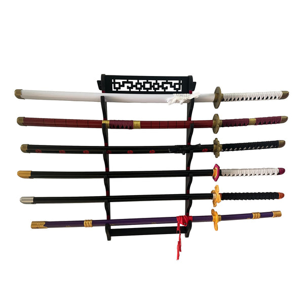 Dfdvye Katana Sword Holder - 6 Tier Samurai Sword Display Rack With Wall Mount for Wakizashi and Tanto