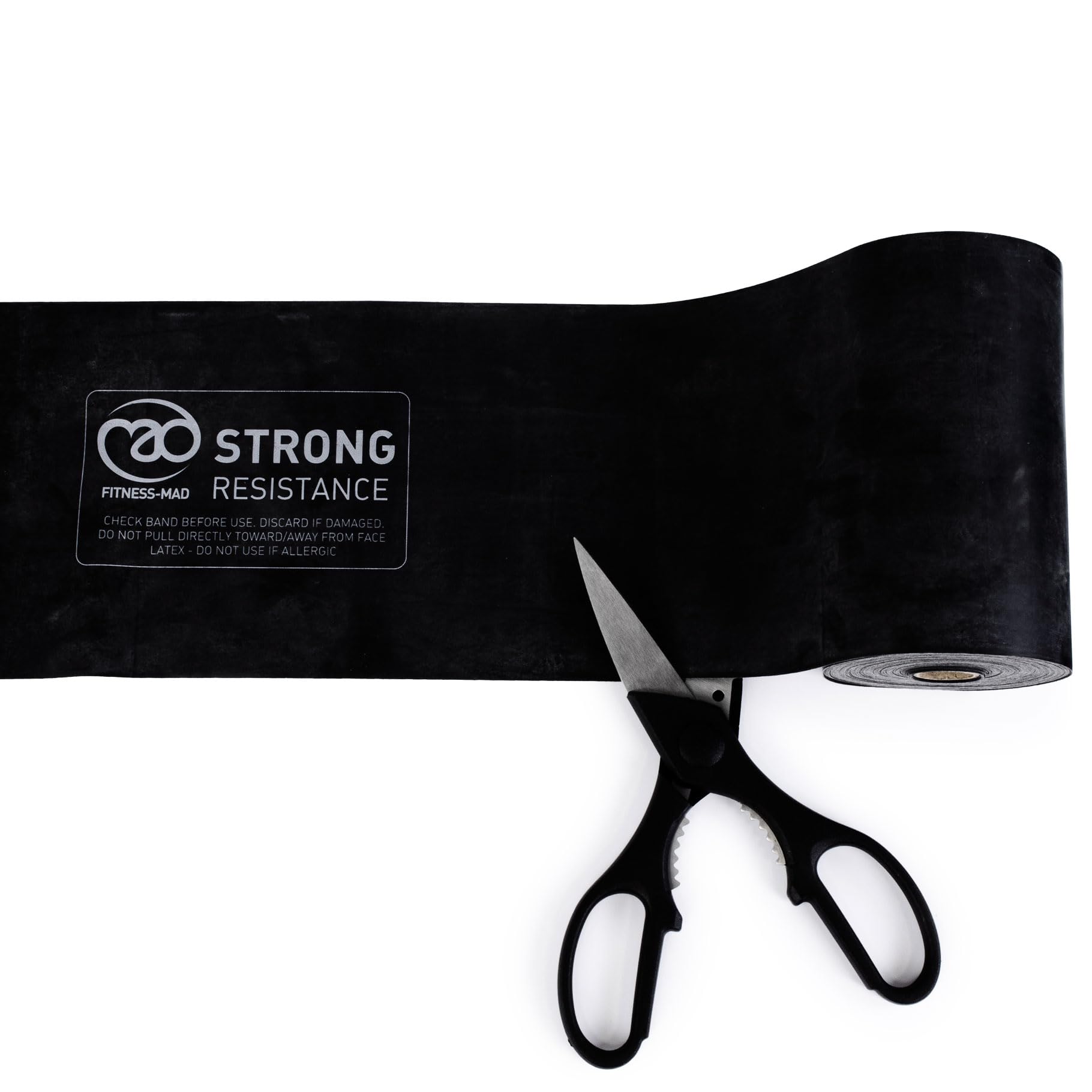 Fitness Mad Unisex's Resistance Band Roll Roll-15m x 15cm, Black, Strong