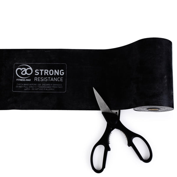 Fitness Mad Unisex's Resistance Band Roll Roll-15m x 15cm, Black, Strong