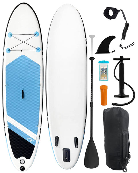 Inflatable Stand Up Paddle Board 10'6"×31"×6"", Max 140KG Load SUP Paddle Board with Accessories Waterproof Cell Phone Bag, Excellent Paddleboards for Adults/Youth/Beginners/Advanced/Water yoga