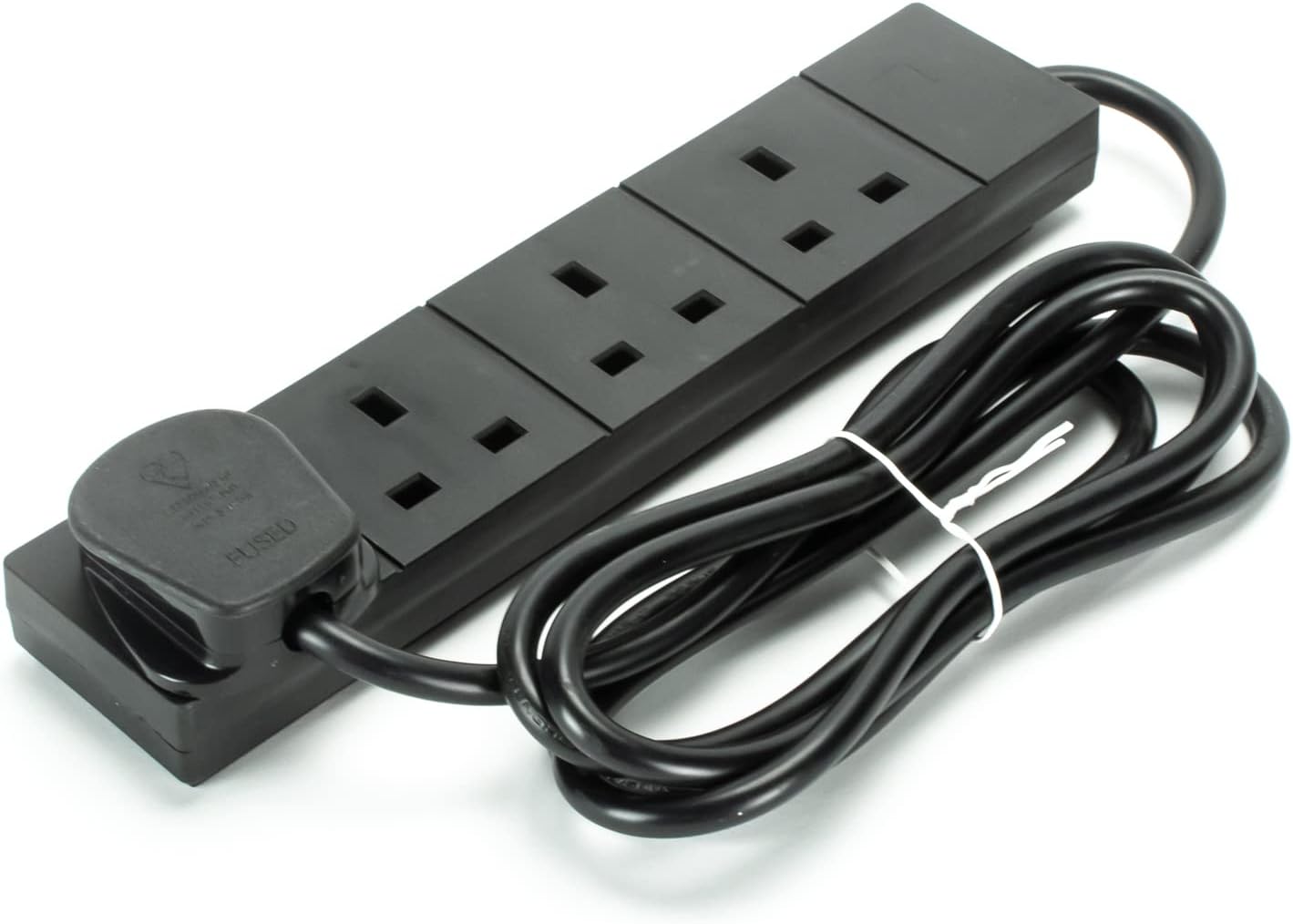 STATUS 4 Socket Extension Lead, 2m Black 13A Power Strip for Home or Office Use (S4W2MBL1PK4)